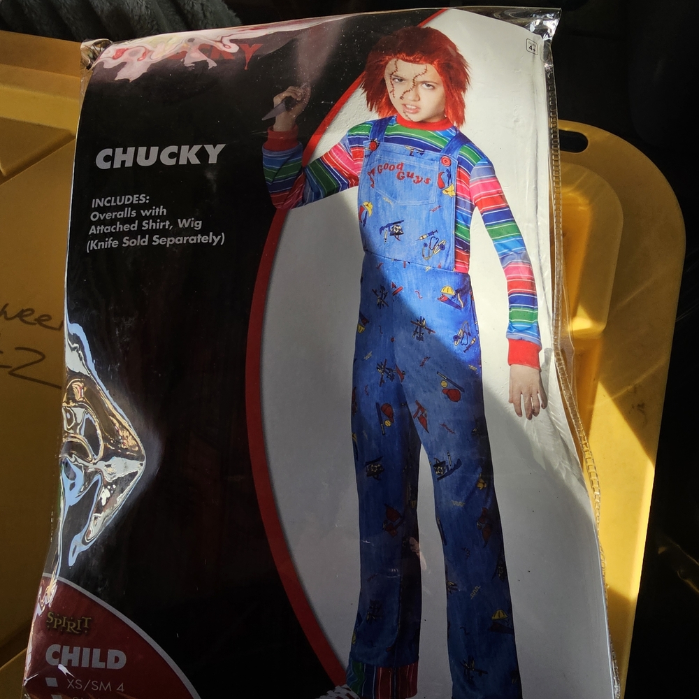 Spirit Chucky Kids Costume with Red Wig and Blue Overalls